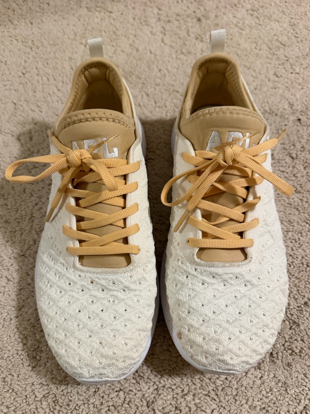 Women’s APL Knit Sneakers in Cream and Tan